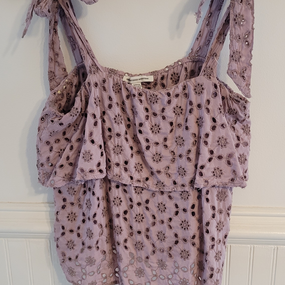 American Eagle Lavender Eyelet Women Top